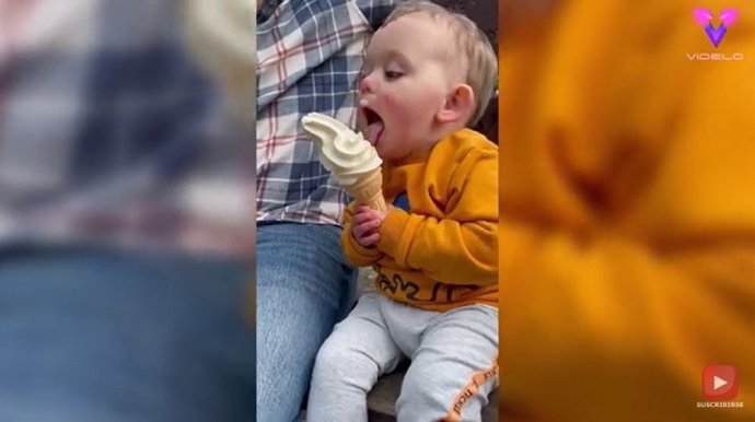 El niño no quieren que le molesten mientras disfruta de un helado