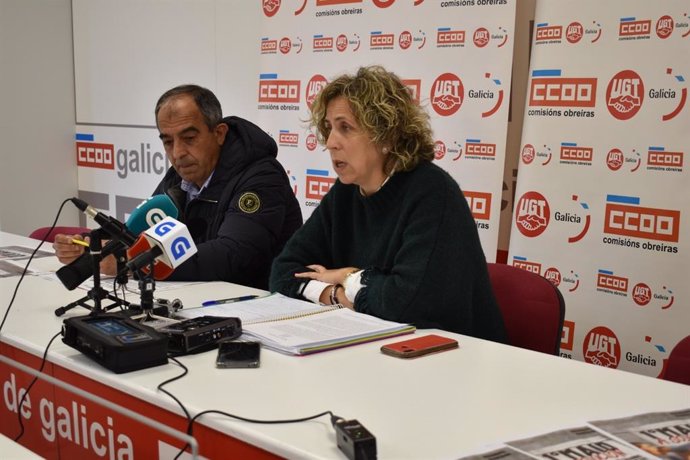 Rueda de prensa de CCOO y UGT para presentar los actos del 1 de Mayo en Galicia