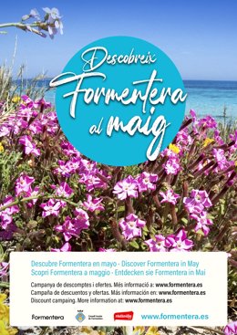 Cartel de la campaña turística 'Descubre Formentera en mayo'.