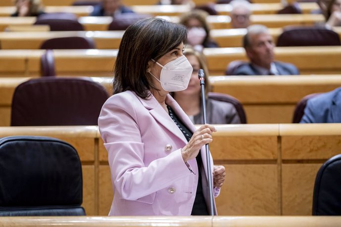 La ministra de Defensa, Margarita Robles, interviene en una sesión de control al Gobierno en el Senado