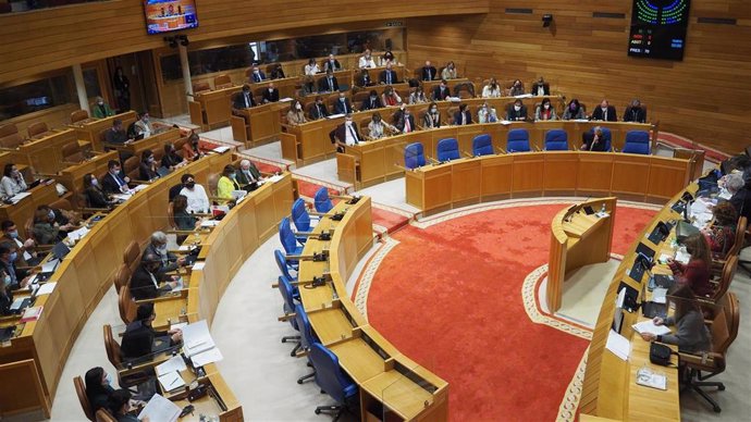 Los diputados de la Cámara gallega votan las mociones en el pleno