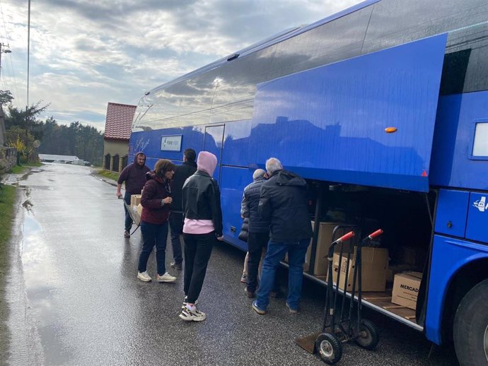 Autobús de Santa Marta desplazado a la frontera polaca con Ucrania con ayuda humanitaria.