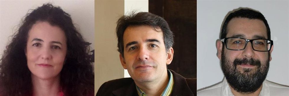 De izquierda a derecha, Sofía González, Fernando Pavón y Sergio Cedena, al frente del Consejo Municipal de la agrupación local de Más País Andalucía en Sevilla.
