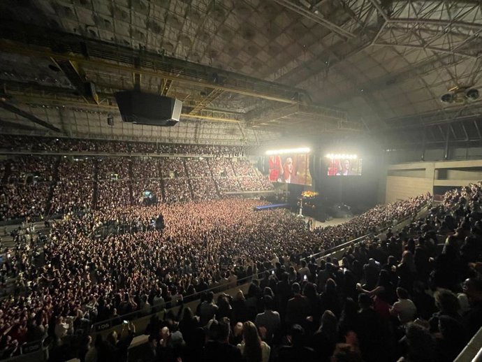 El Palau Sant Jordi de Barcelona, con 18.360 espectadores durante un concierto de C. Tangana. - Archivo