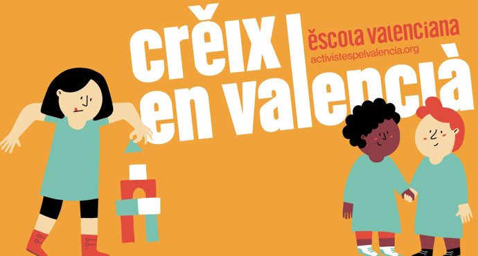 Cartell de la campanya d'Escola Valenciana  'Creix en valenci'