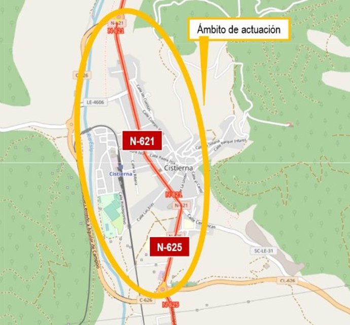 Actuación Del MITMA De Las Carreteras N-625 Y N-621 A Su Paso Por Cistierna (León).