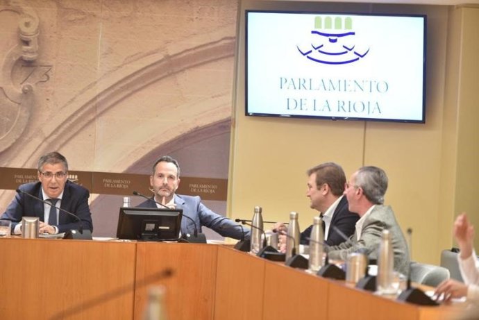 El consejero de Gobernanza Pública, Pablo Rubio, compareciendo en el Parlamento de La Rioja