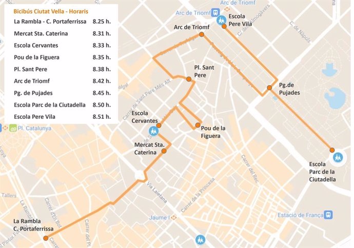 Plnol de la ruta 'Bicibus' als tres centres escolars Barcelona