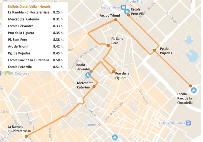 Plnol de la ruta 'Bicibus' als tres centres escolars Barcelona