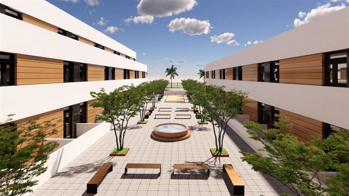 Recreación virtual de la nueva residencia para mayores en Tomares (Sevilla).