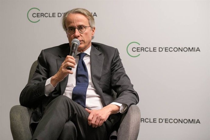 El presidente del Cercle d'Economia, Javier Faus, durante su intervención.