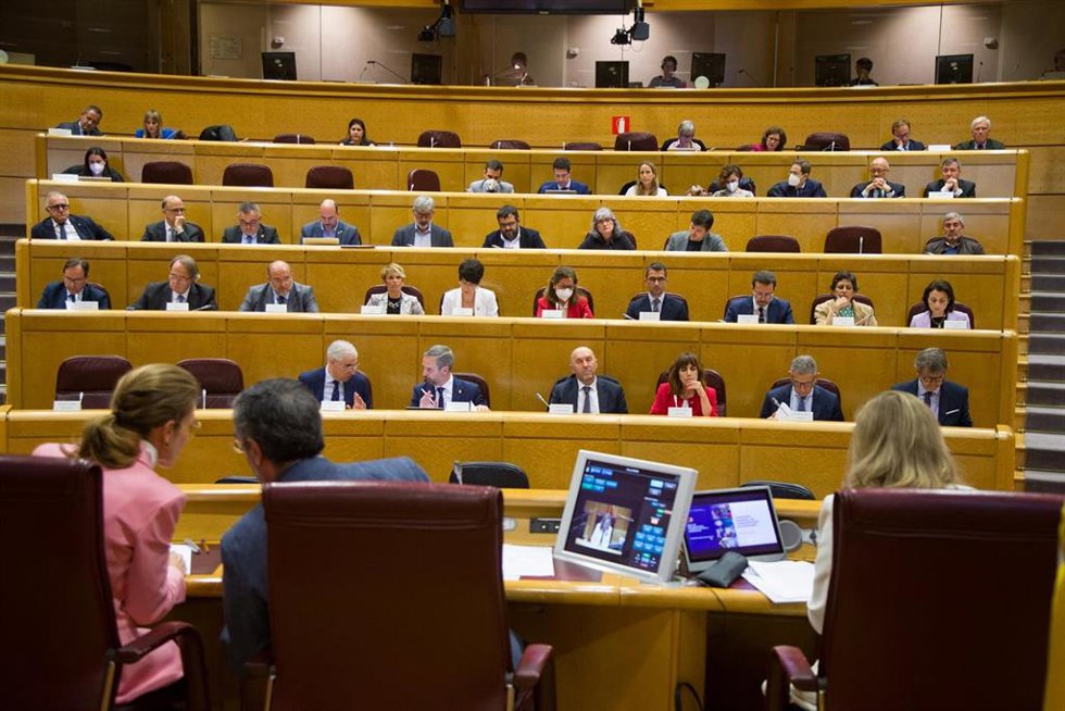 Sesión en el Senado en el que participa Celso González y la vicepresidenta primera Nadia Calviño