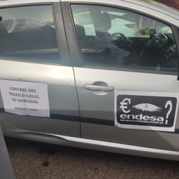 Uno de los coches movilizado para la protesta