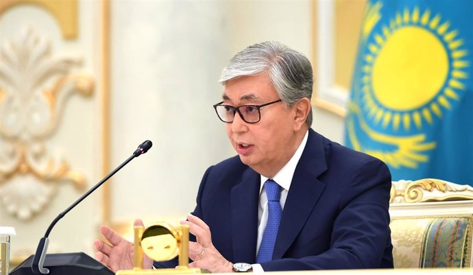 Archivo - Kasim Jomart Tokayev en una comparecencia en Nursultán