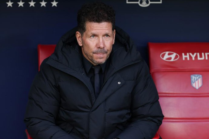 Diego Pablo Simeone, coach of Atletico de Madrid, looks on during the spanish league, La Liga Santander, football match played between Atletico de Madrid and Granada CF at Wanda Metropolitano stadium on April 20, 2022, in Madrid, Spain