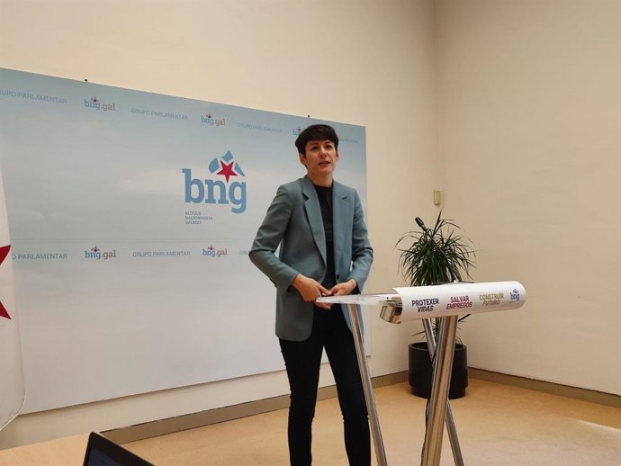 La portavoz nacional del BNG, Ana Pontón, en la rueda de prensa celebrada este viernes
