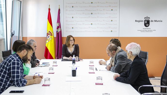 La consejera de Mujer, Igualdad, LGTBI, Familias y Política Social, Isabel Franco, reunida con los responsables de los centros de día de mayores.