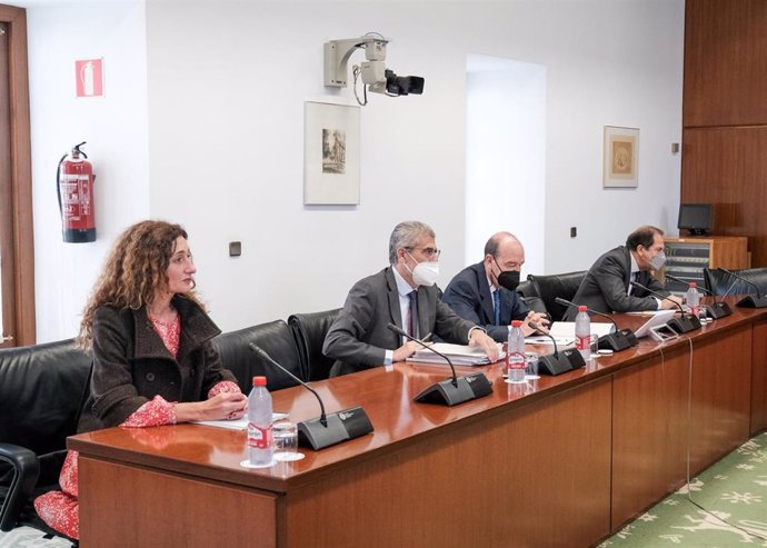 Imagen de este viernes de la reunión de la Junta Electoral de Andalucía, que tiene su sede en el Parlamento.