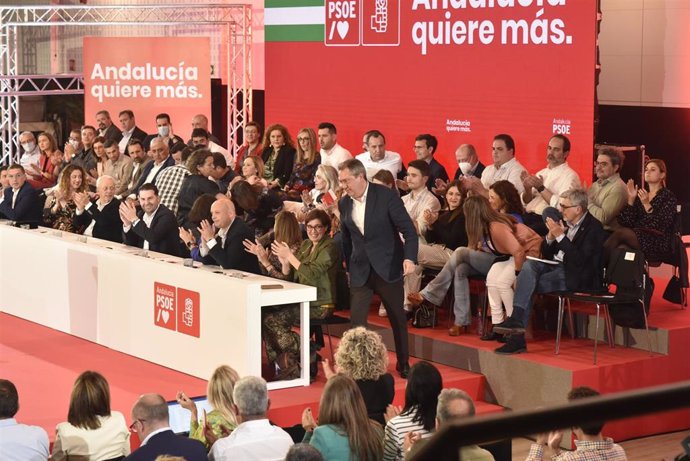 Reunión del Comité Director del PSOE-A en San Juan de Aznalfarache (Sevilla) para validar las listas a las elecciones andaluzas del 19 de junio.