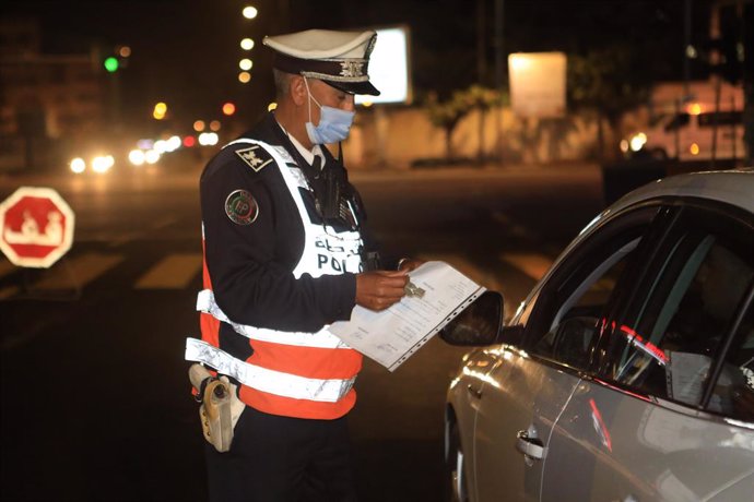 Control de la Policía en Casablanca, Marruecos