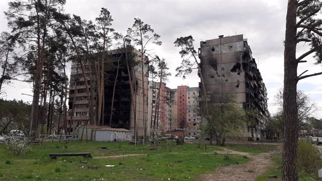 Edificios dañados por las bombas en Irpin, Ucrania