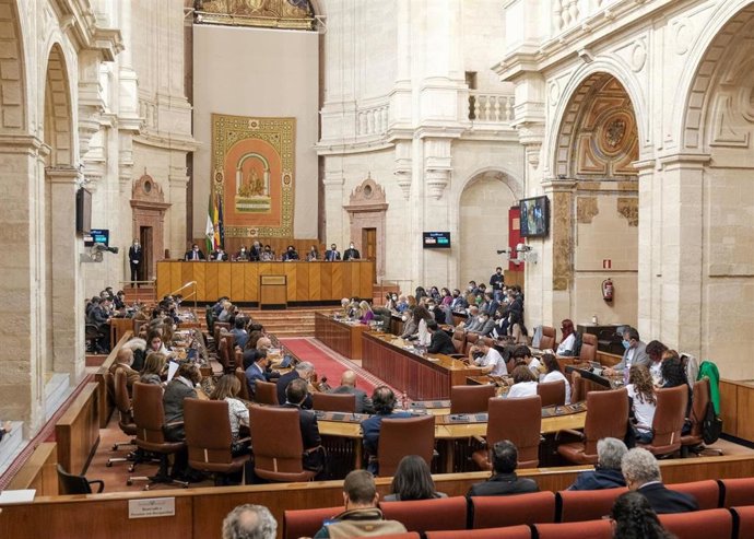 Archivo - Imagen de febrero de este año del Pleno del Parlamento de Andalucía.