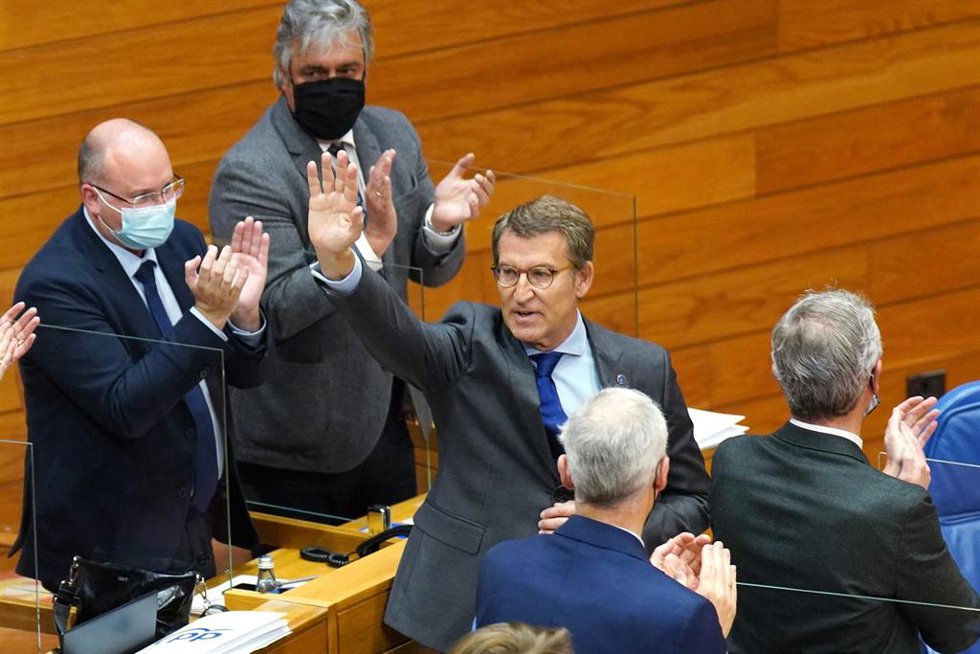 El presidente del PP, Alberto Núñez Feijóo, en su útima sesión de control en Galicia