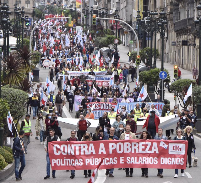 Manifestación convocada por la CIG en Vigo con motivo del Primero de Mayo de 2022.