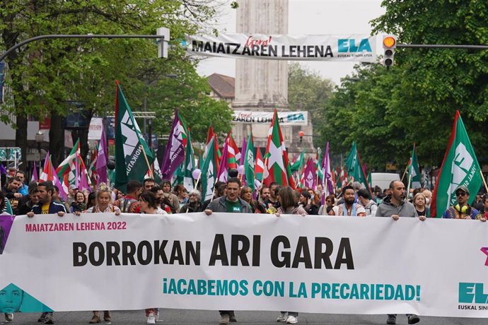 Manifestación de ELA con motivo del Primero de Mayo, este domingo en Bilbao