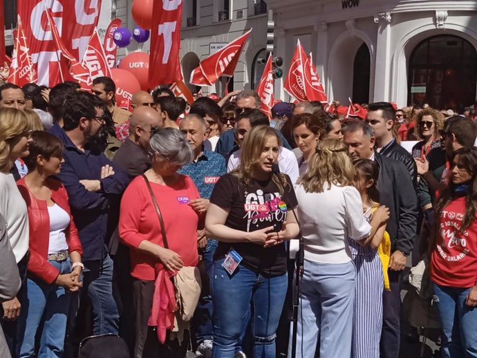 La nueva secretaria general de UGT-Madrid, Marina Prieto, en la manifestación del Día del Trabajador.