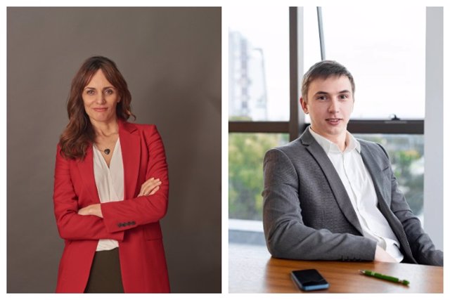 Sonia Alegre (izq), directora de la oficina de Freedom Finance Europe en Madrid, y Maxim Manturov (der), jefe de asesoramiento en materia de inversión en Freedom Finance Europe.