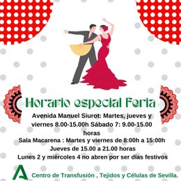 Horario del Centro de Transfusión, Tejidos y Células de Sevilla para donar sangre.