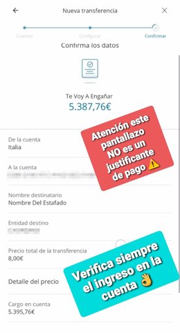 Pantallazo de una transferencia