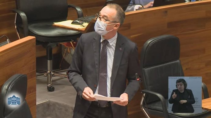 El consejero de Salud, Pablo Fernández, en la Junta General.