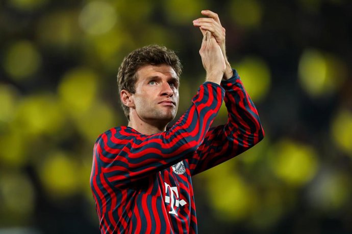 El delantero del Bayern Thomas Muller, antes de enfrentarse al Villarreal en la Liga de Campeones 2021-2022.