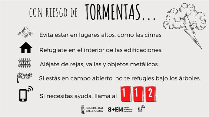 Consejos del 112 ante las tormentas
