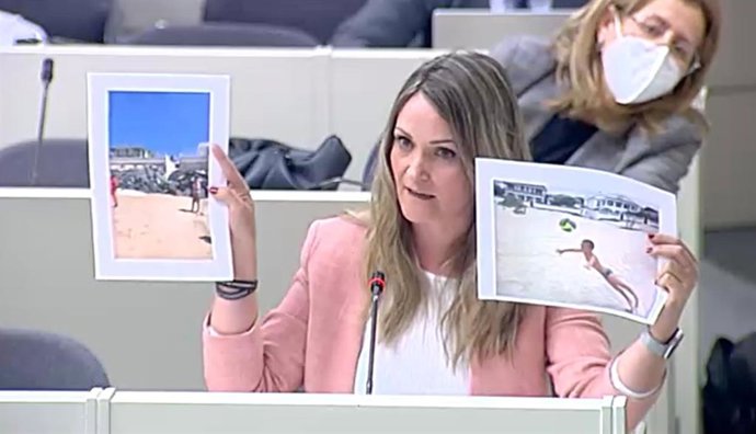 María Ponce, senadora de Cs, durante su intervención en la Comisión de Transición Ecológica del Senado.