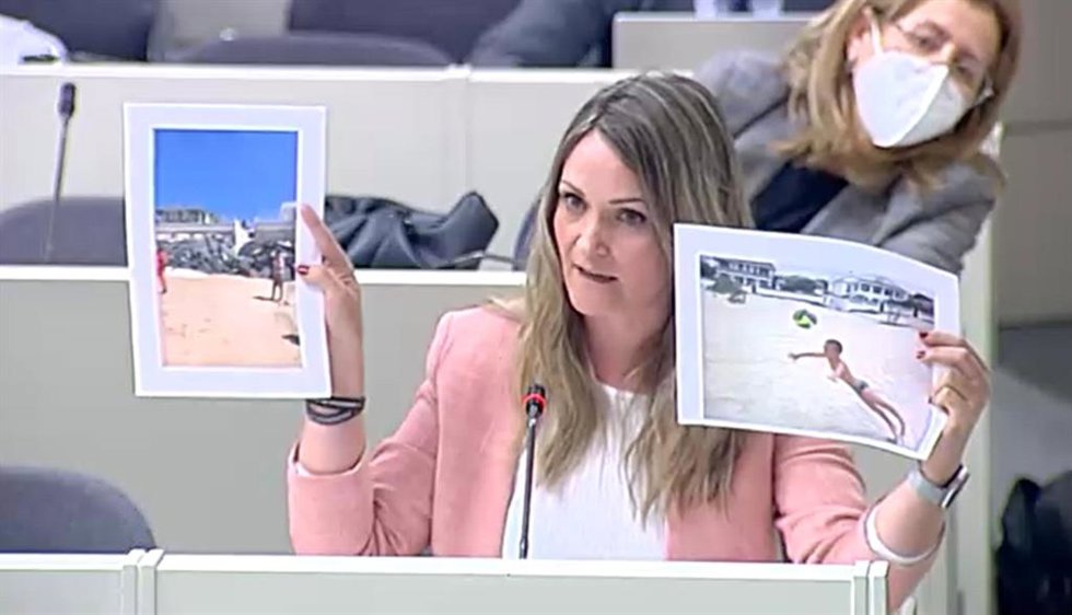 María Ponce, senadora de Cs, durante su intervención en la Comisión de Transición Ecológica del Senado.