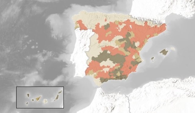 Mapa elaborado por el INE sobre el atlas del Censo Agrario de 2020