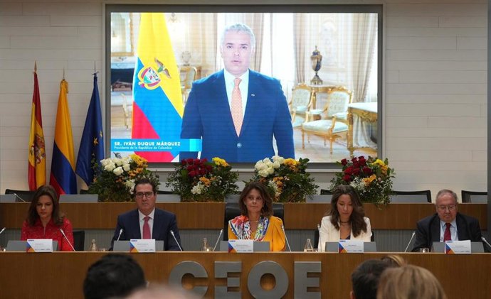 Archivo - El presidente de Colombia Iván Duque, durante su intervención en el Colombia Investment Roadshow