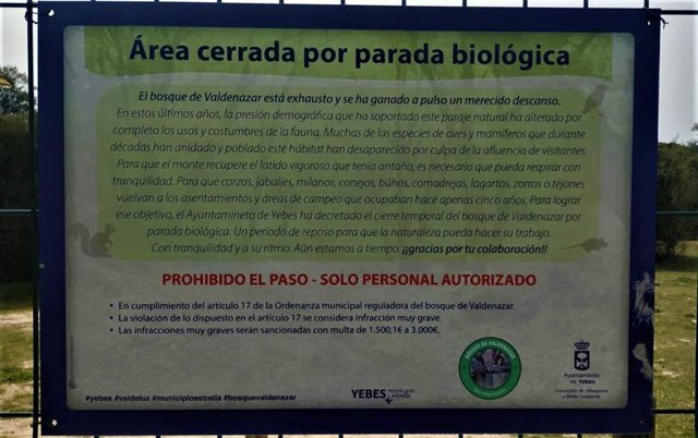 El Ayuntamiento de Yebes cierra este viernes el bosque de Valdenazar para la parada biológica