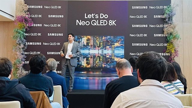 El director de Negocio de Samsung Iberia, Nacho Monge, durante la presentación de la segunda generación de la gama Neo QLED 8K de la marca.