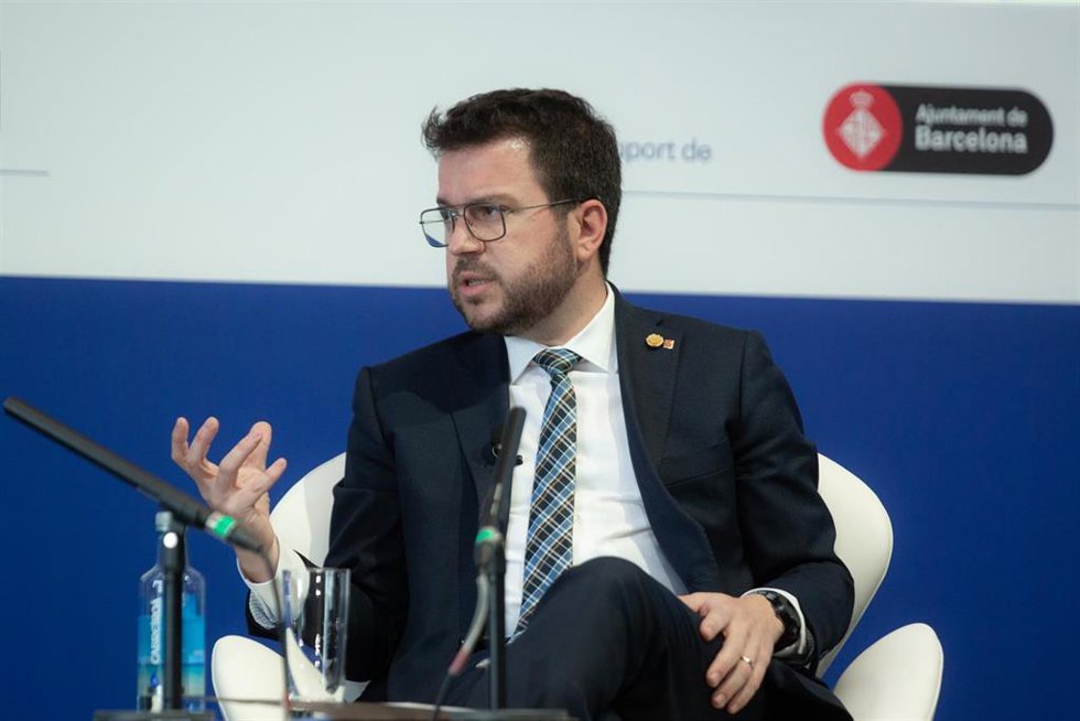 El presidente de la Generalitat, Pere Aragons, participa en la jornada inaugural de la XXXVII Reunió Cercle dEconomia, en el hotel W Barcelona.