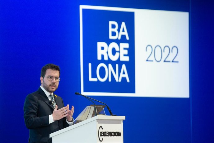 El president de la Generalitat, Pere Aragons, intervé en la jornada inaugural de la XXXVII Reunió Cercle d'Economia