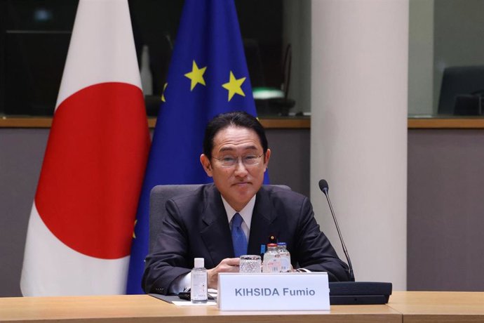 Archivo - HANDOUT - 24 March 2022, Belgium, Brussels: Japanese Prime Minister Fumio Kishida meets with President of the European Council Charles Michel (Not Pictured). Photo: Dario Pignatelli/European Council/dpa - ATTENTION: editorial use only and only