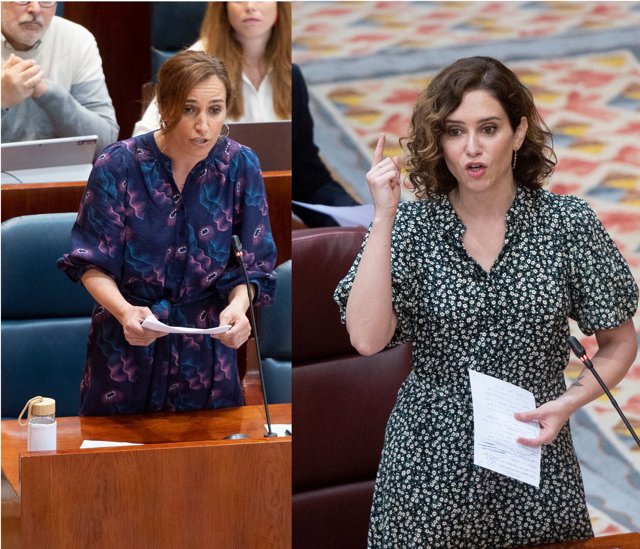 Mónica García e Isabel Díaz Ayuso en la Asamblea de Madrid