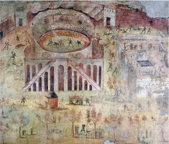 El Marq completa la exposición 'Gladiadores. Héroes del Coliseo' con un nuevo fresco del anfiteatro de Pompeya