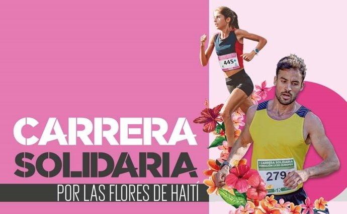 Cartel de la carrera solidaria por las flores de Haití