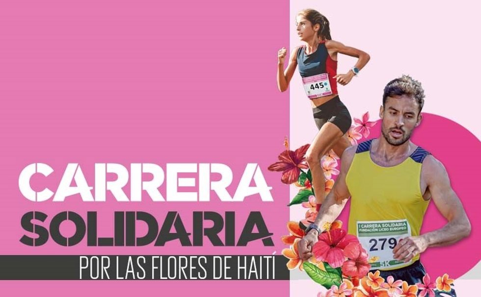 Cartel de la carrera solidaria por las flores de Haití