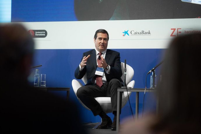 El presidente de la CEOE, Antonio Garamendi, durante la sesión 'Diálogos Empresa' de la XXXVII Reunió Cercle d'Economia.